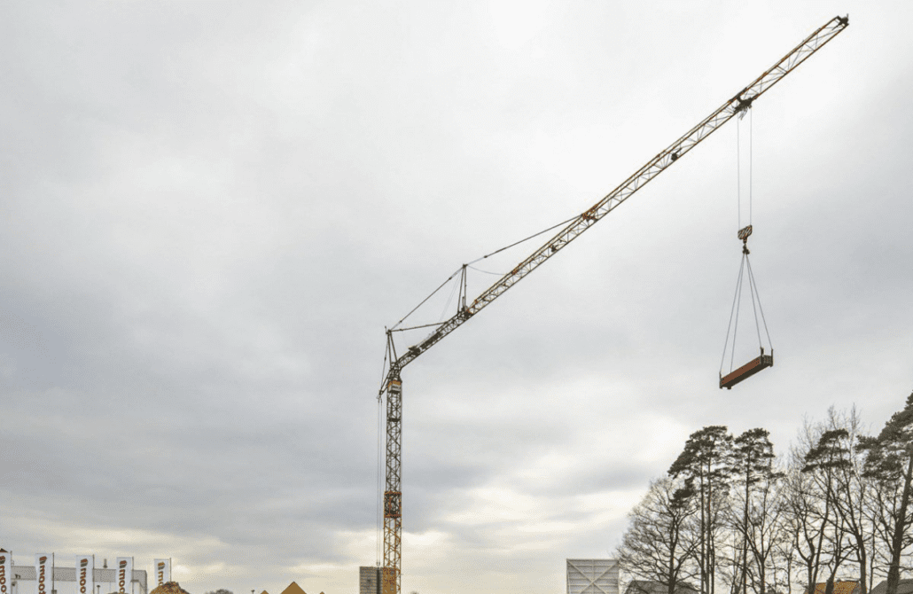 2011 Liebherr 81K self-erecting crane with boom extended.